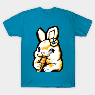 Cute Bunny Eating Carrot Pop Art T-Shirt